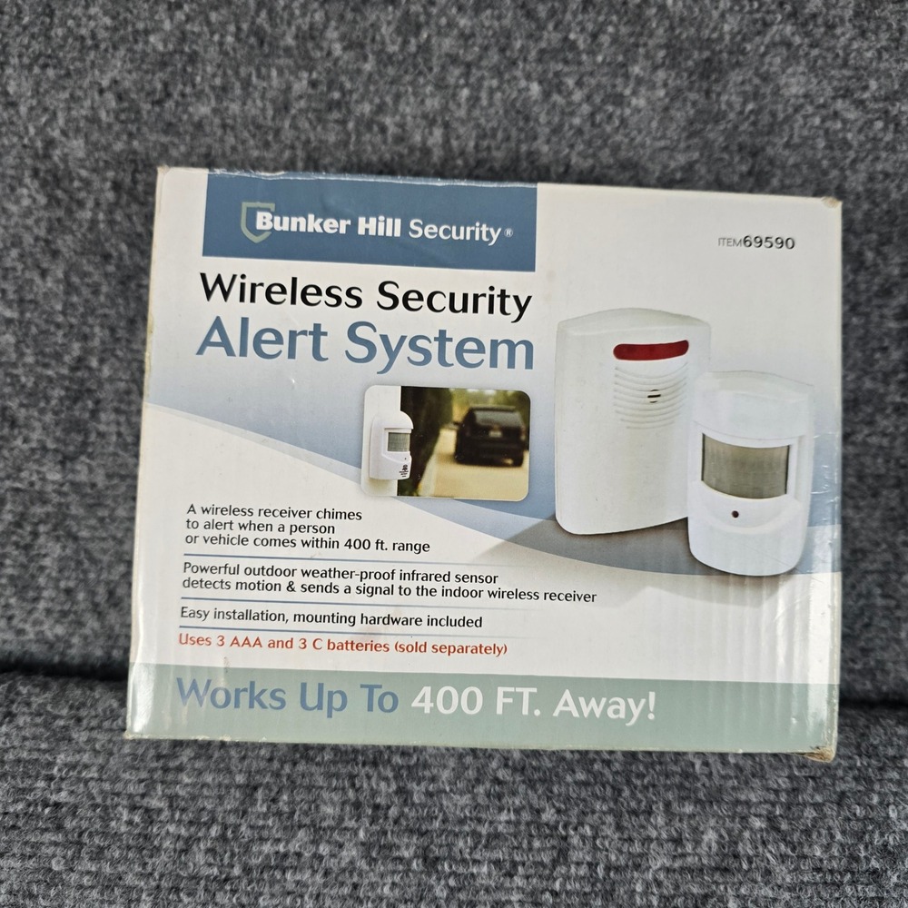 Bunker Hill Security Wireless Alert System Motion Sensor Receiver 400ft‎ Range